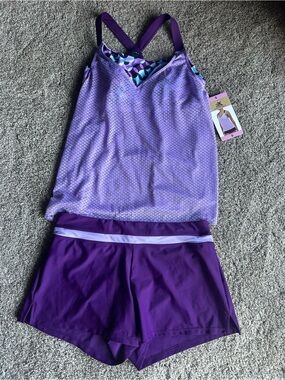 NWT Zeroxposur Purple Two-Piece Tankini Swim Set